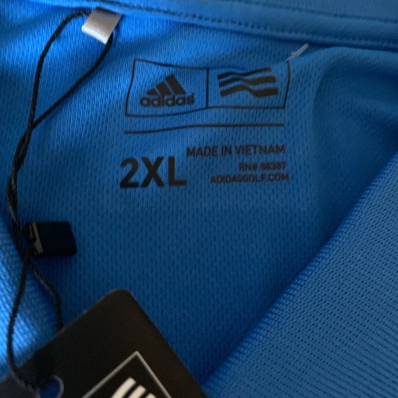 ADIDAS ADIPERFORM 2XL MENS GOLF Polo Shirt Extra Extra Large BLUE “SF 1930” NWT - Picture 11 of 16
